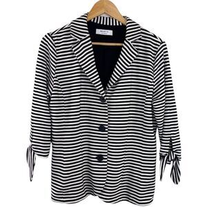 Bailey/44 black and white stripe knit blazer